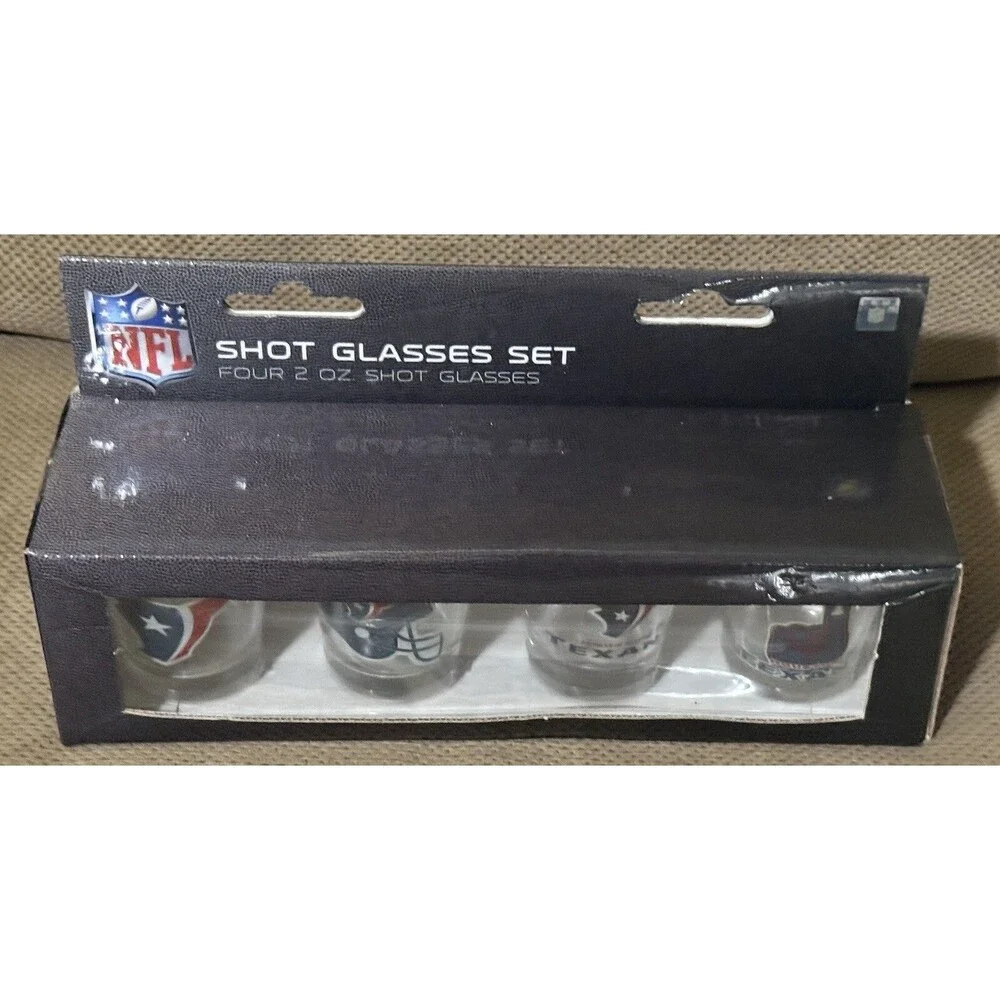 NFL Houston Texans 4 Pack [2oz.] Shot Glass Boxed Set - 657175464481 - Brand New